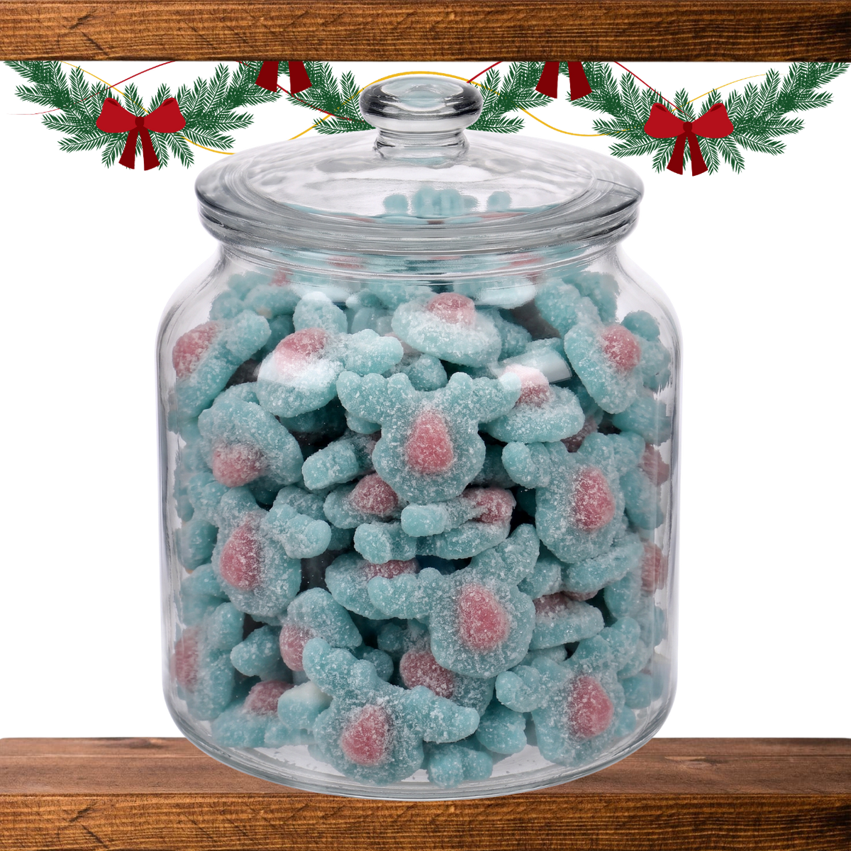 Jar of Bubblegum Reindeers Christmas pick and mix sweets