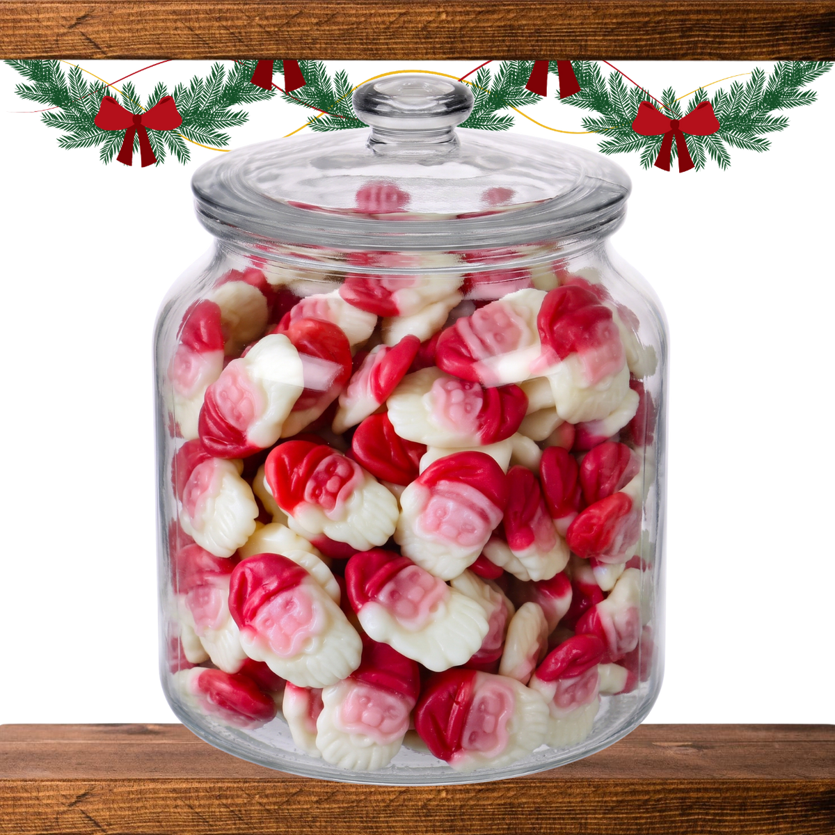 Jar of Santa Heads Christmas pick and mix sweets