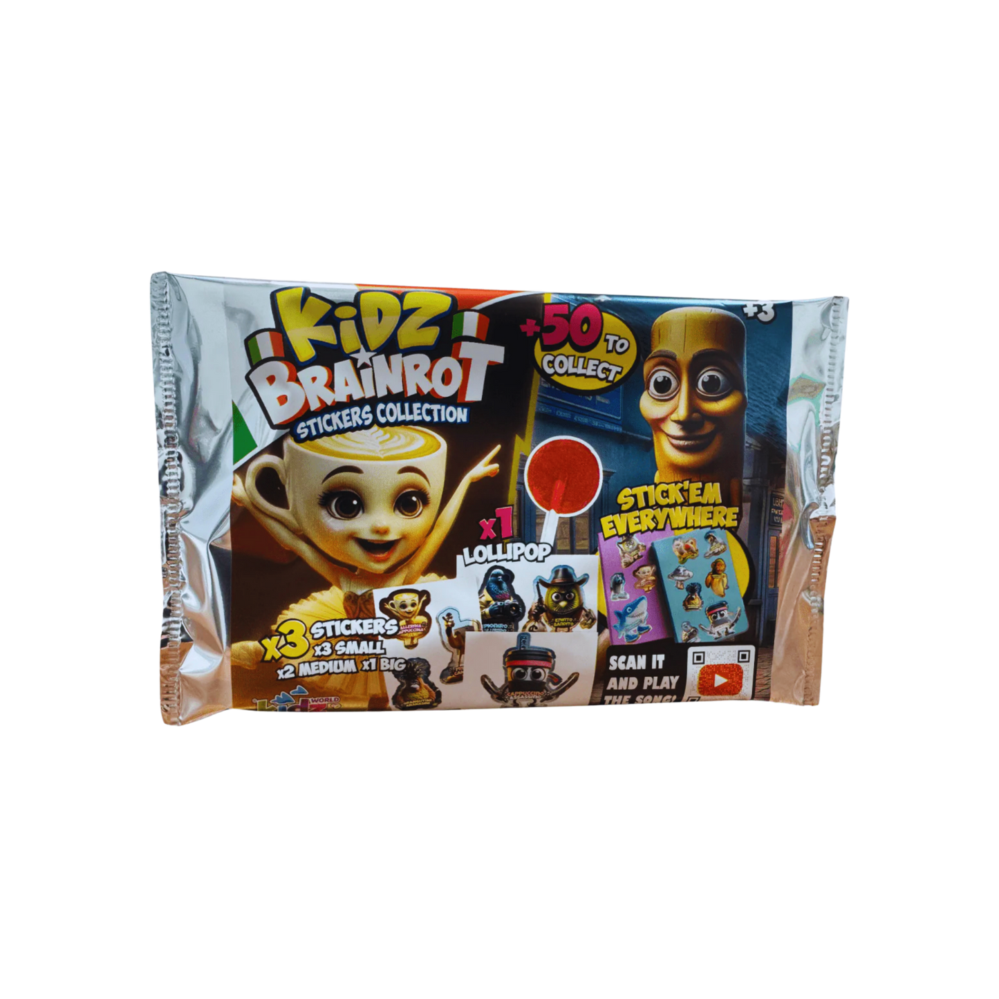 Kids Brainrot Sticker Collection and Lollipop