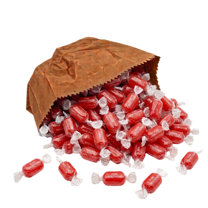 Red aniseed twists boiled sweets