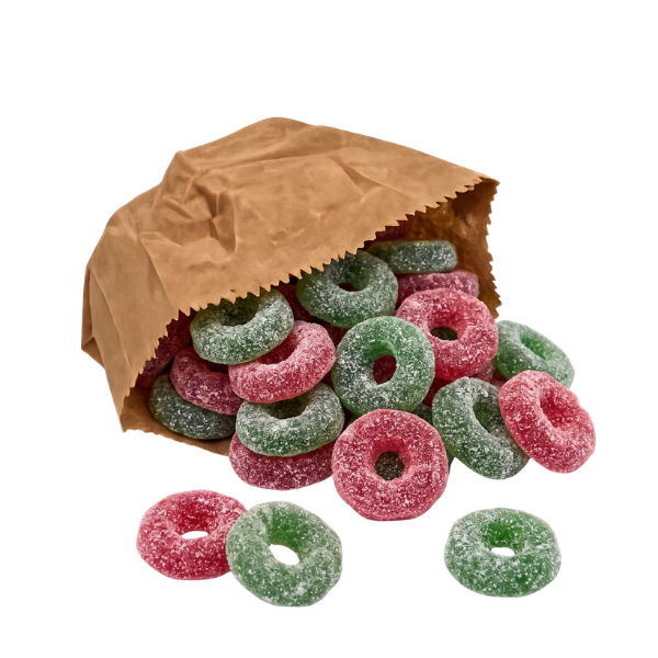 Vegan fizzy Christmas Wreaths sweets