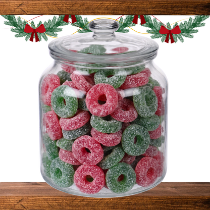 Jar of Christmas Wreaths vegan pick and mix sweets