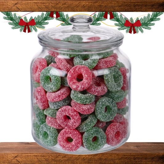 Jar of Christmas Wreaths vegan pick and mix sweets